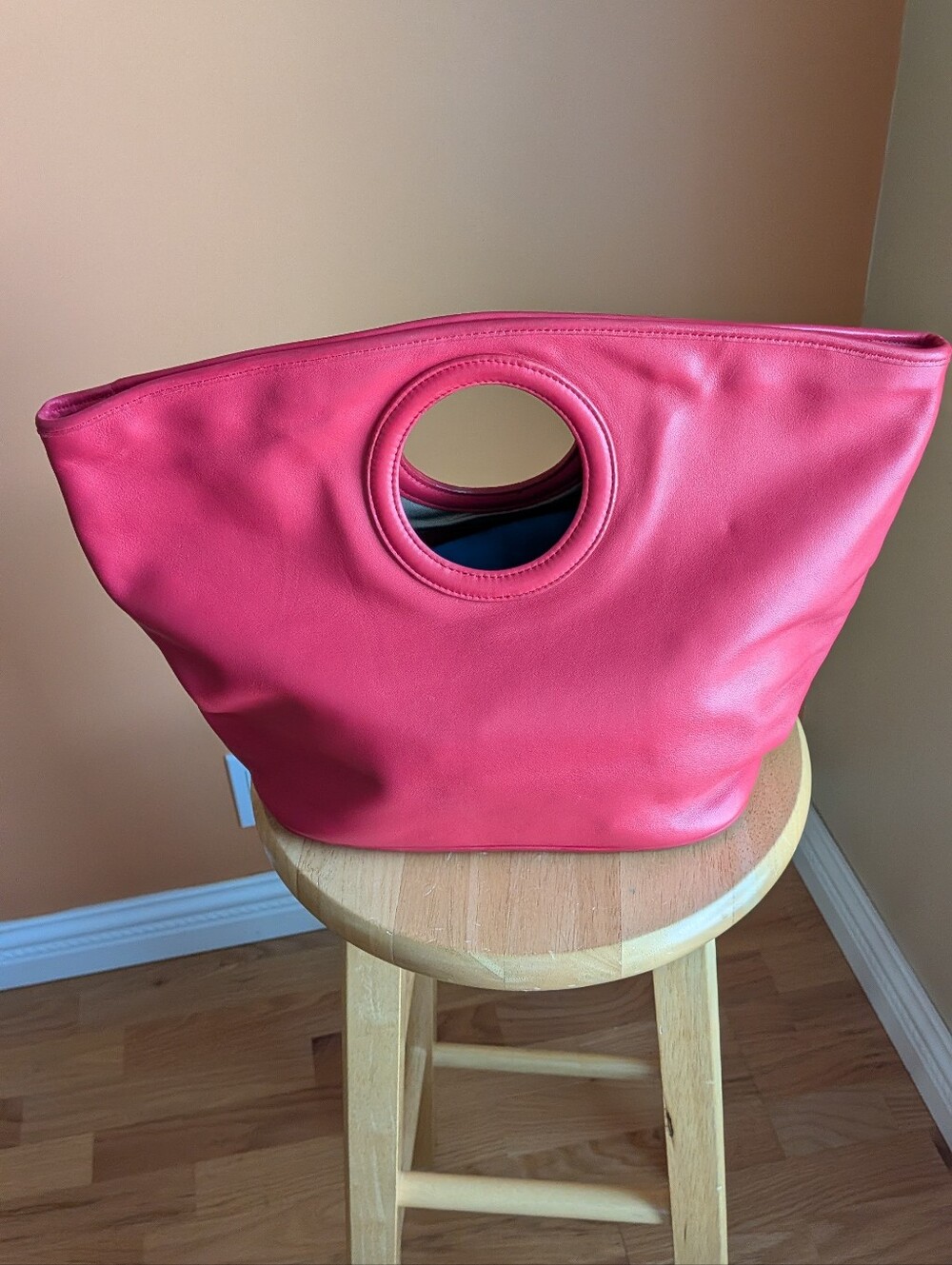 BCBGIRLS Stylish Red Circle-Handle Tote Bag